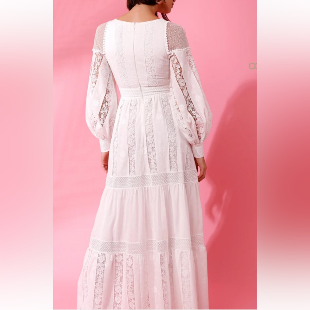 NWT PATBO White Lace long cut out Maxi Dress Size 6 / 38 - Picture 2 of 11